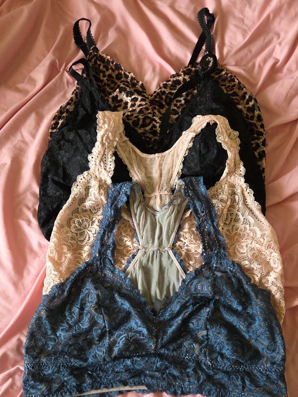 Torrid Lace Bralette Bundle — Teal, Pink, Black & Leopard
